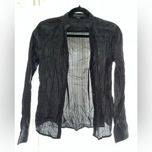 Express black sheer button up